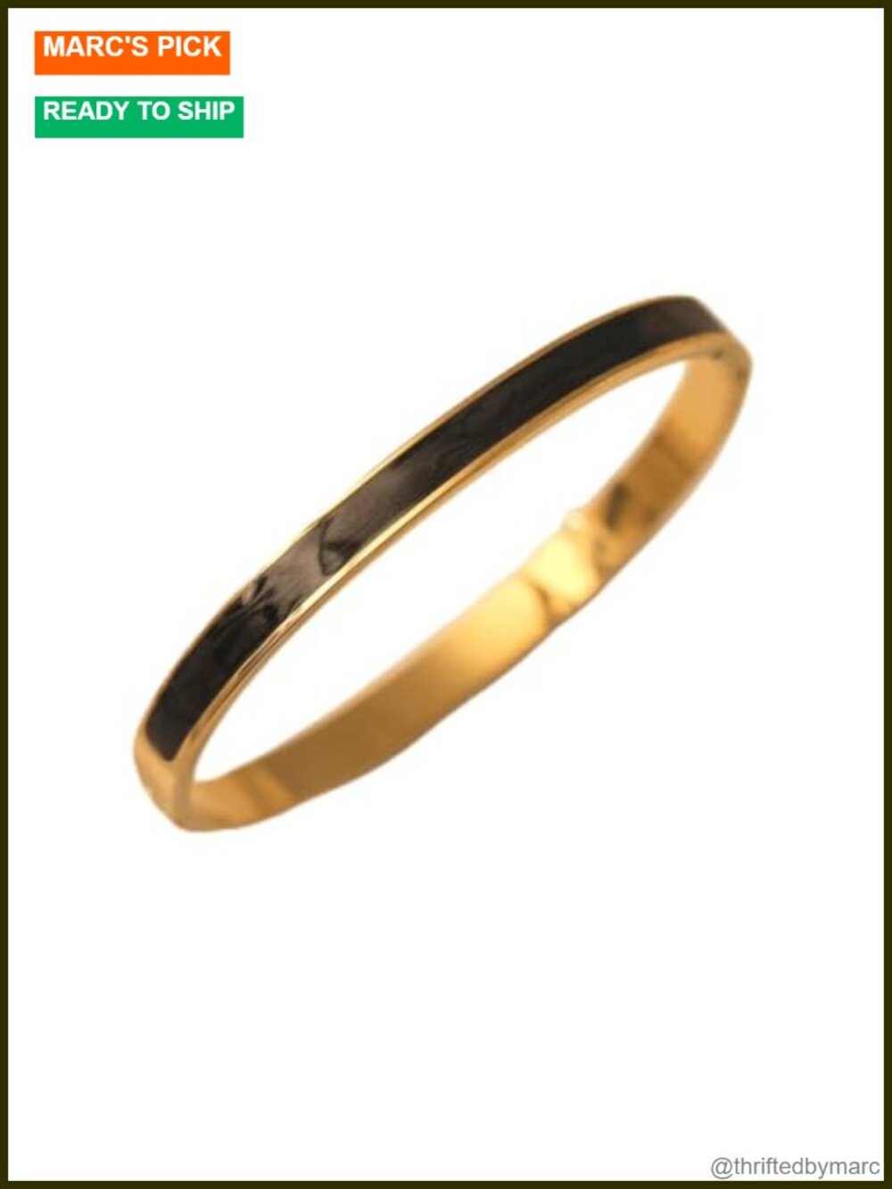 18K Gold-Plated Stainless Steel Epoxy Pearlescent Bangle Bracelet